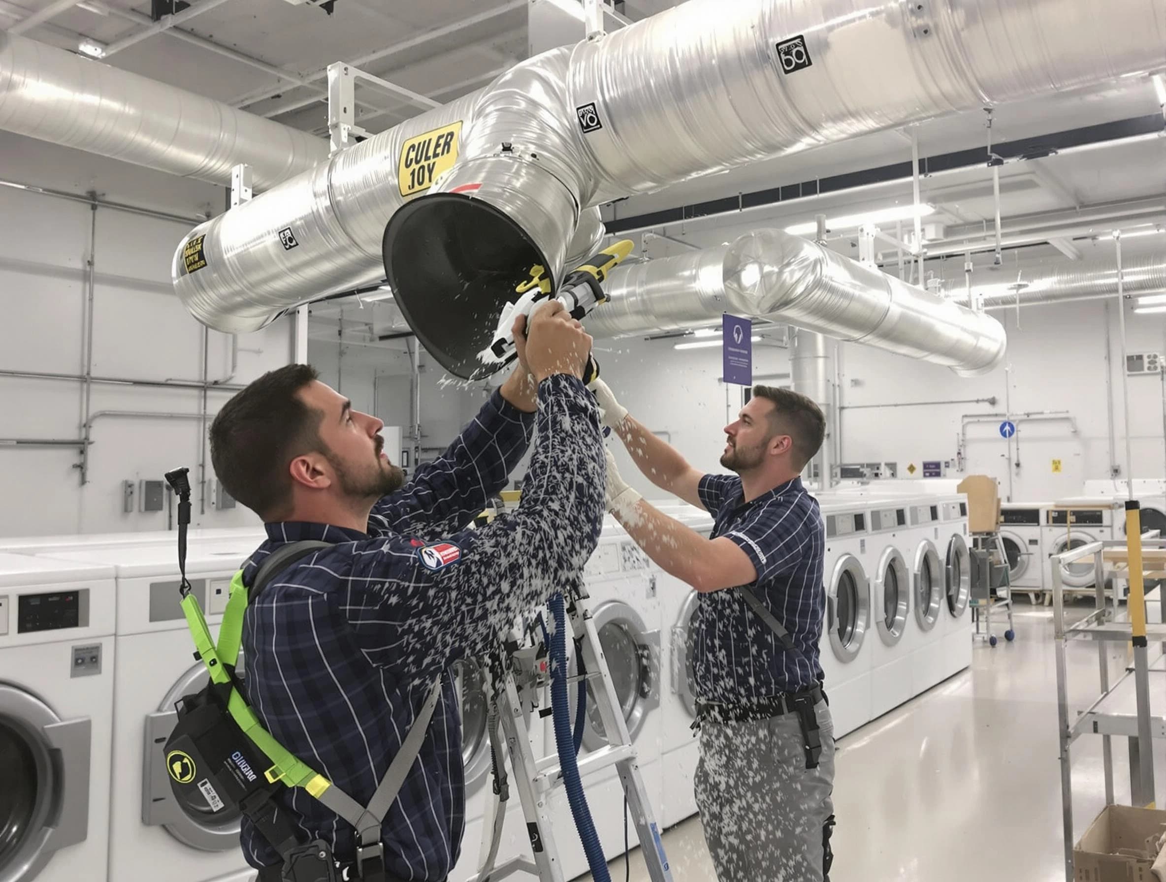 Orange Dryer Vent Cleaning team performing large-scale commercial dryer vent cleaning in Orange